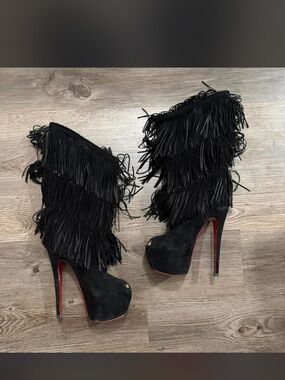 Christian Louboutin Highness Tina 20th Anniversary Fringe Booties